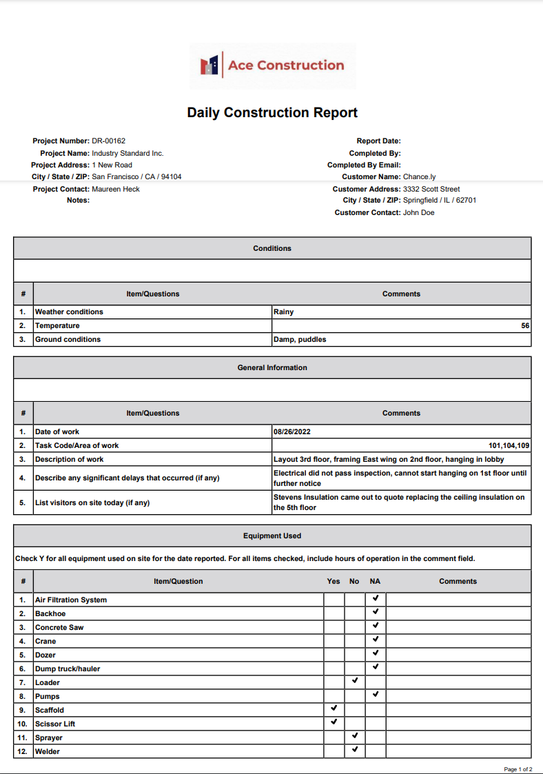 Daily Report Form