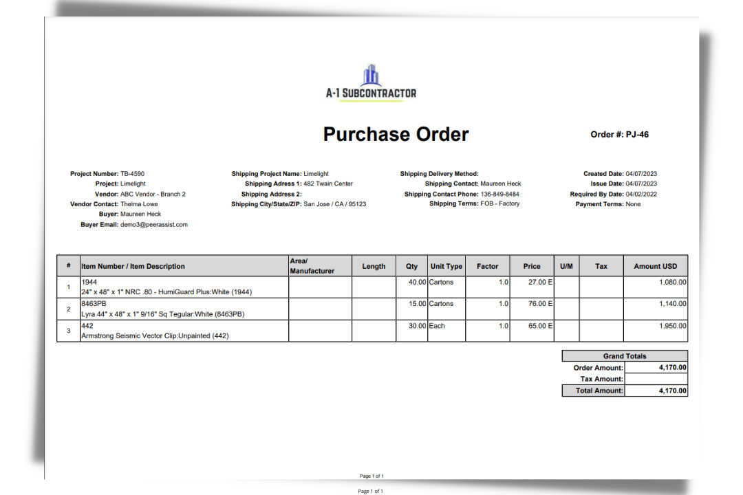 Example of PeerAssist PO