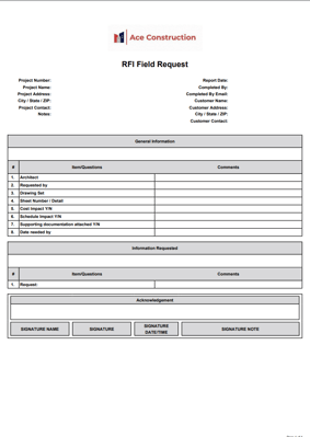 Customizable RFI Form Template