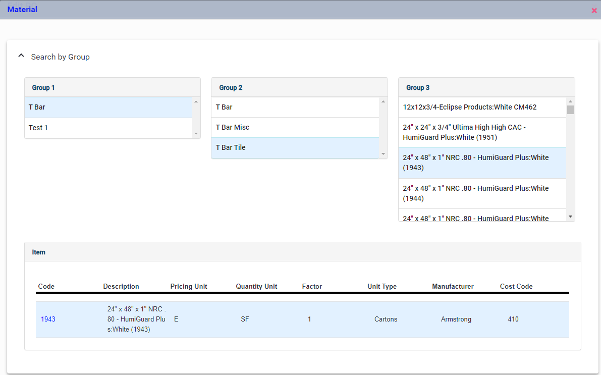PO Material Groups