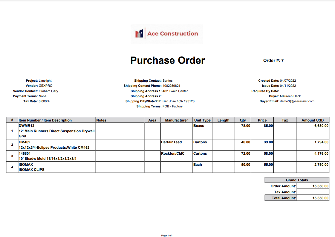 Purchase Order PDF
