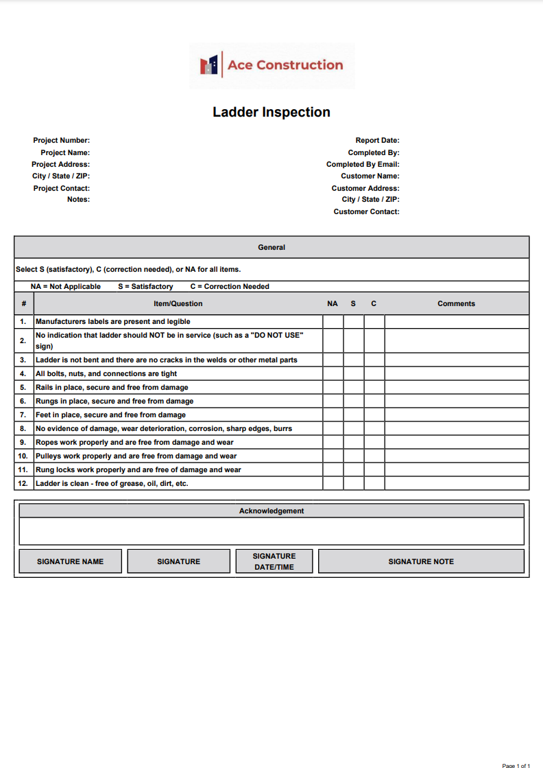 Example of PeerAssist's Inspections Report